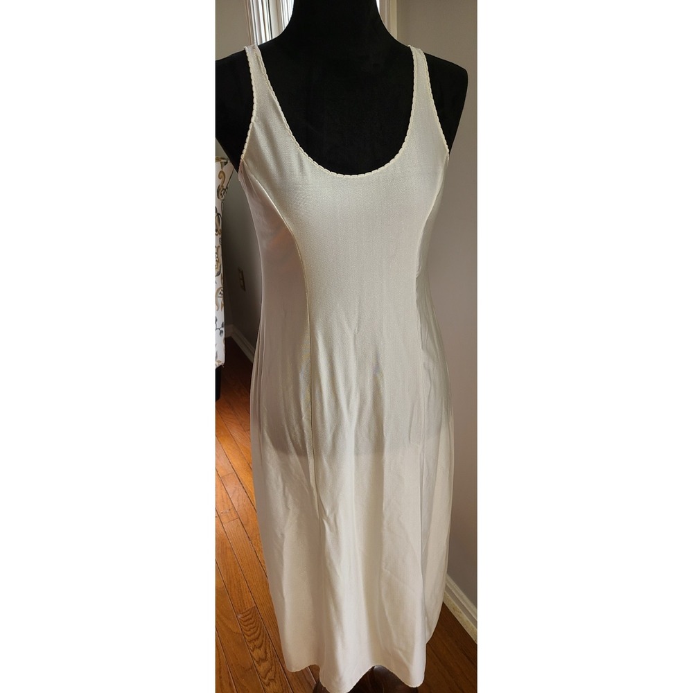 Vtg Bali Ivory Sleeveless Full Slip Dress Lingerie Nightgown Med Great Condition